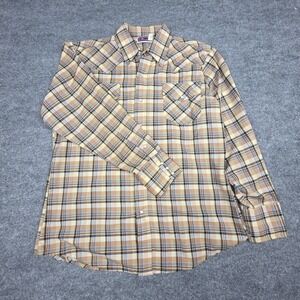 Vintage Big Mac Pearl Snap Shirt Men's Large Plaid Retro Western USA